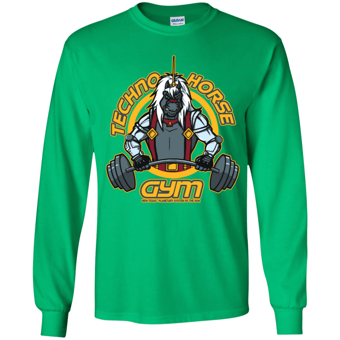 T-Shirts Irish Green / YS Techno Horse Gym Youth Long Sleeve T-Shirt