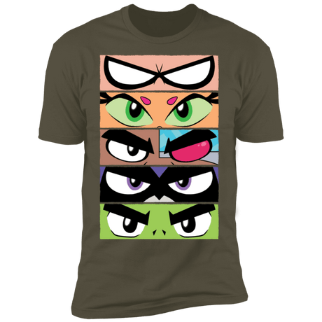 T-Shirts Military Green / S Teen Titans GO Eyes Men's Premium T-Shirt