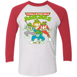 T-Shirts Heather White/Vintage Red / X-Small Teenage Mutant Ninja Rangers Men's Triblend 3/4 Sleeve