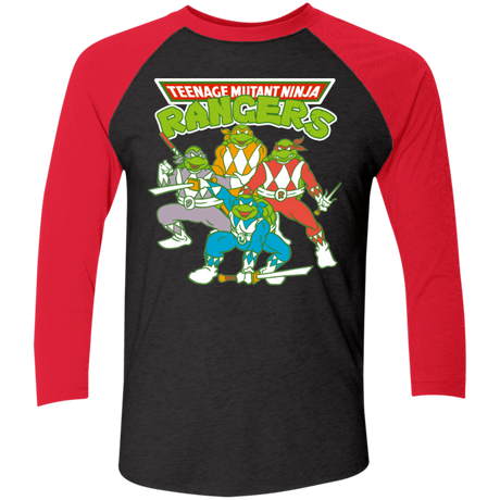 T-Shirts Vintage Black/Vintage Red / X-Small Teenage Mutant Ninja Rangers Men's Triblend 3/4 Sleeve