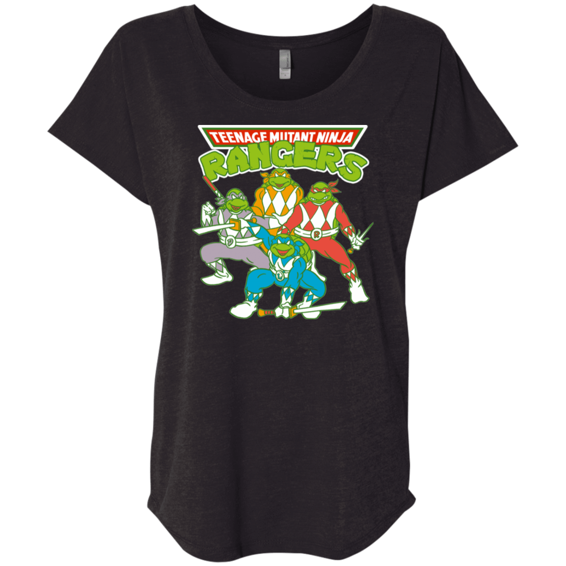 T-Shirts Vintage Black / X-Small Teenage Mutant Ninja Rangers Triblend Dolman Sleeve