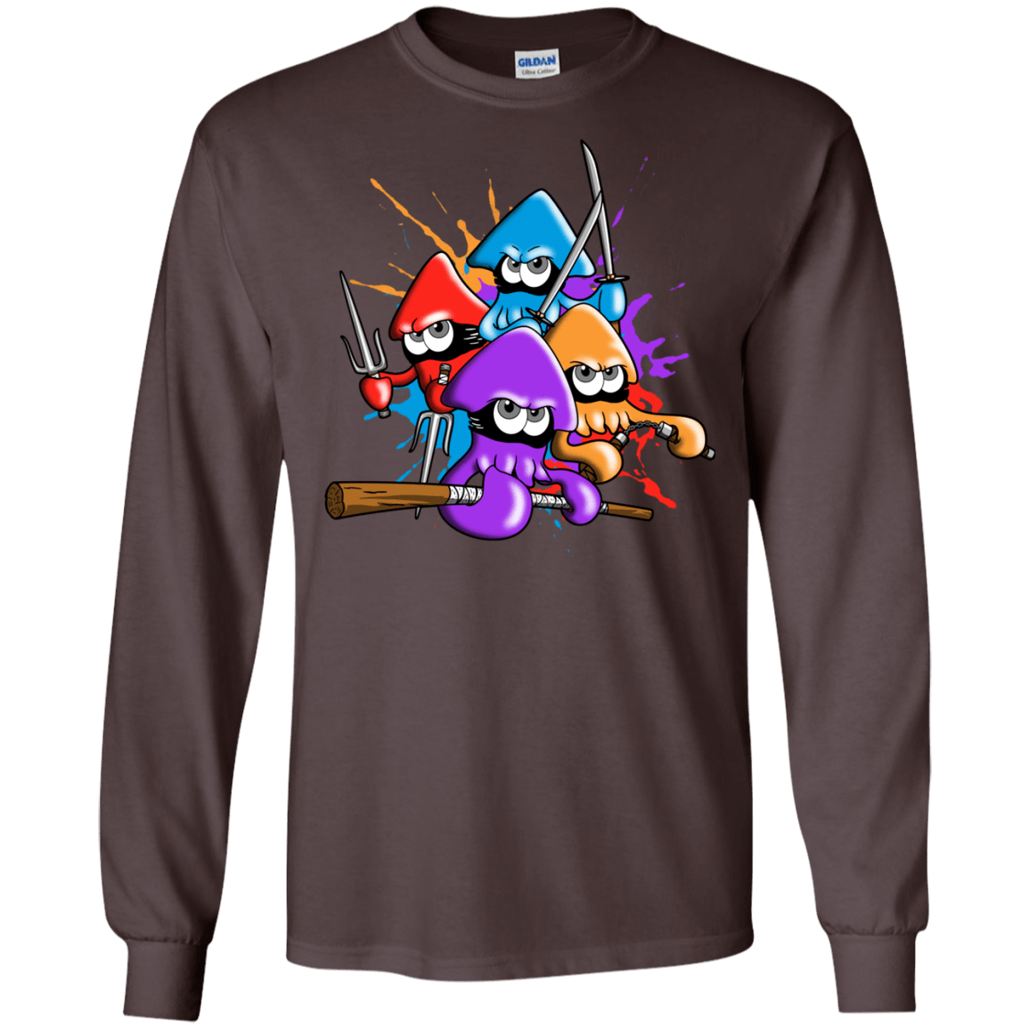 T-Shirts Dark Chocolate / S Teenage Mutant Ninja Squids Men's Long Sleeve T-Shirt