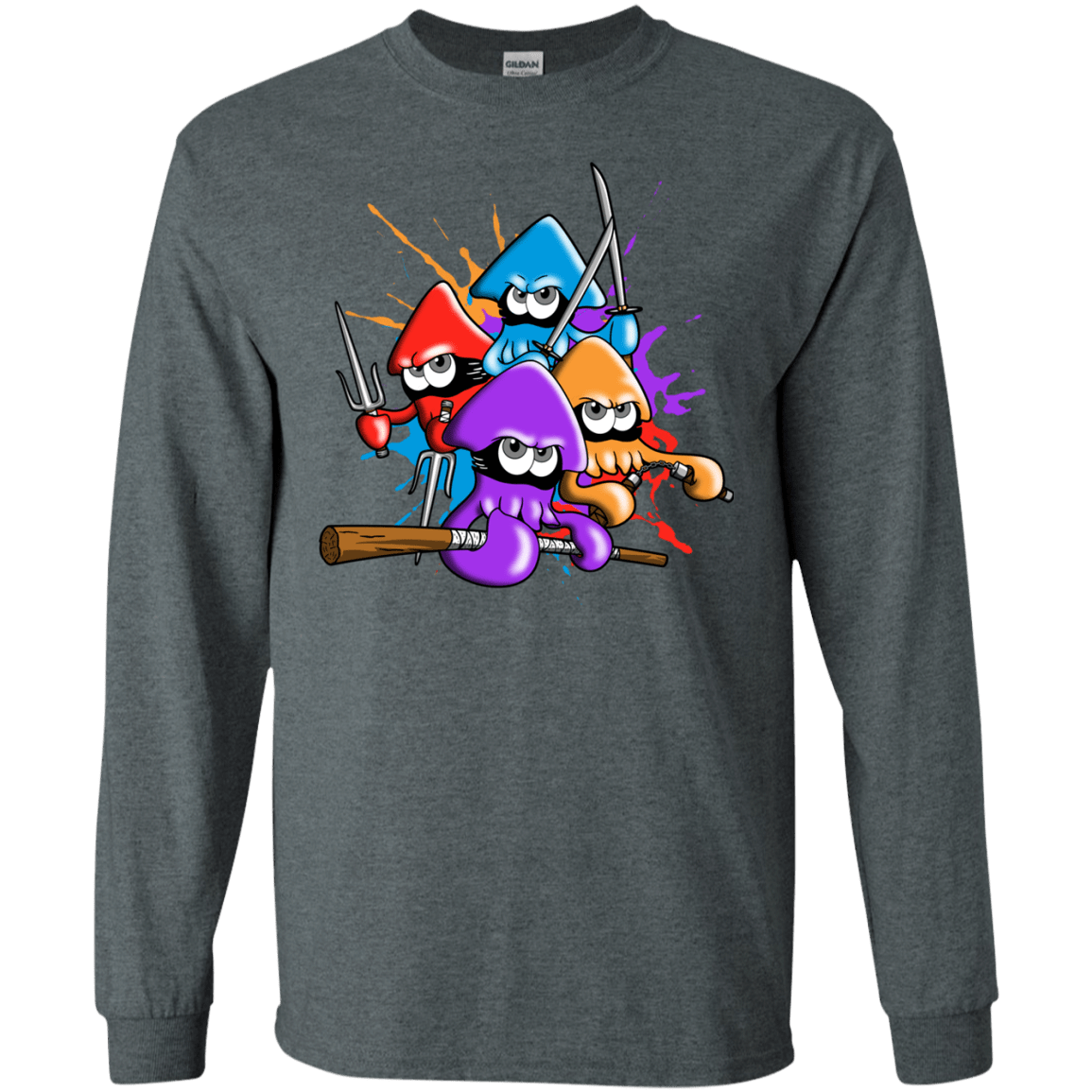 T-Shirts Dark Heather / S Teenage Mutant Ninja Squids Men's Long Sleeve T-Shirt