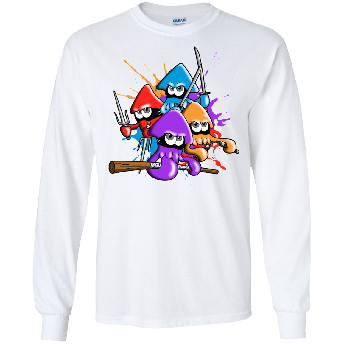 T-Shirts White / S Teenage Mutant Ninja Squids Men's Long Sleeve T-Shirt