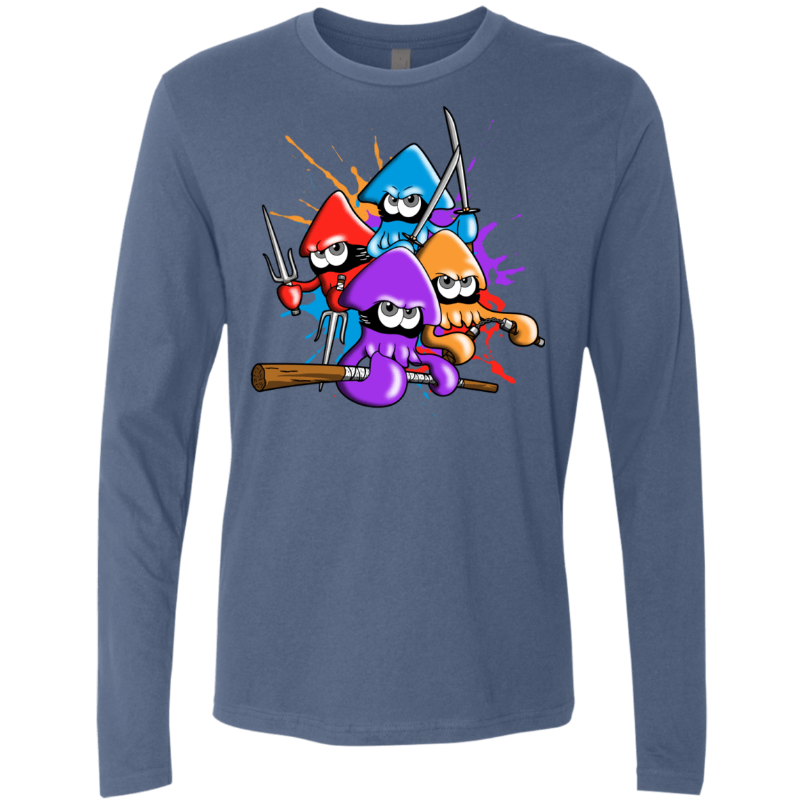T-Shirts Indigo / S Teenage Mutant Ninja Squids Men's Premium Long Sleeve