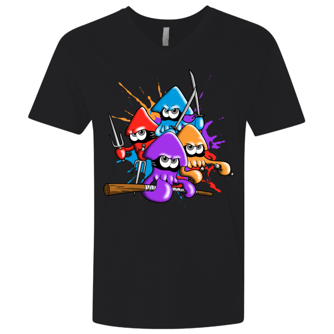 T-Shirts Black / X-Small Teenage Mutant Ninja Squids Men's Premium V-Neck