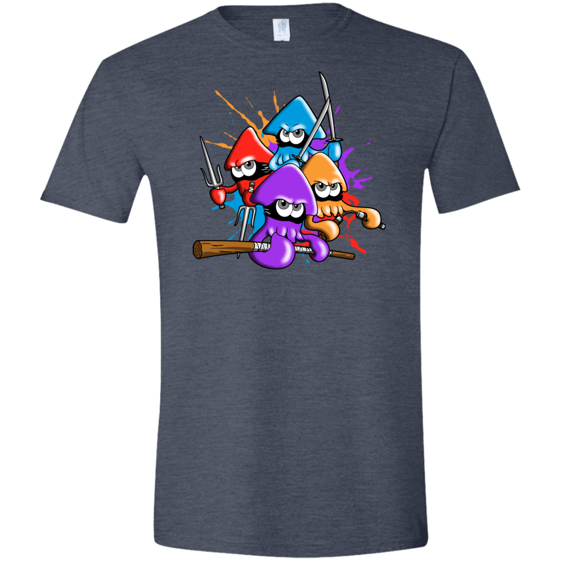 T-Shirts Heather Navy / S Teenage Mutant Ninja Squids Men's Semi-Fitted Softstyle