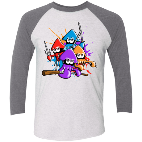 T-Shirts Heather White/Premium Heather / X-Small Teenage Mutant Ninja Squids Men's Triblend 3/4 Sleeve