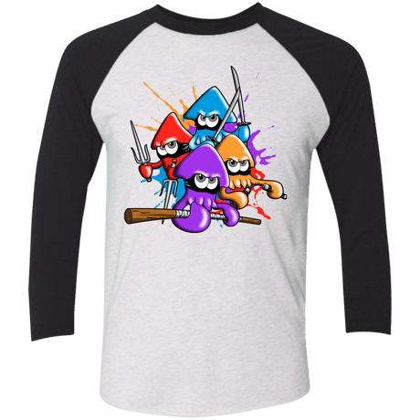 T-Shirts Heather White/Vintage Black / X-Small Teenage Mutant Ninja Squids Men's Triblend 3/4 Sleeve