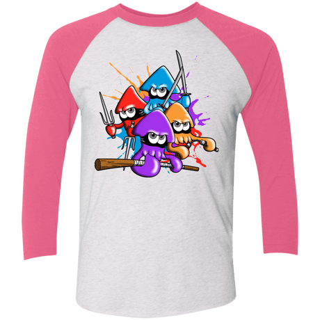 T-Shirts Heather White/Vintage Pink / X-Small Teenage Mutant Ninja Squids Men's Triblend 3/4 Sleeve