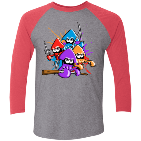 T-Shirts Premium Heather/Vintage Red / X-Small Teenage Mutant Ninja Squids Men's Triblend 3/4 Sleeve