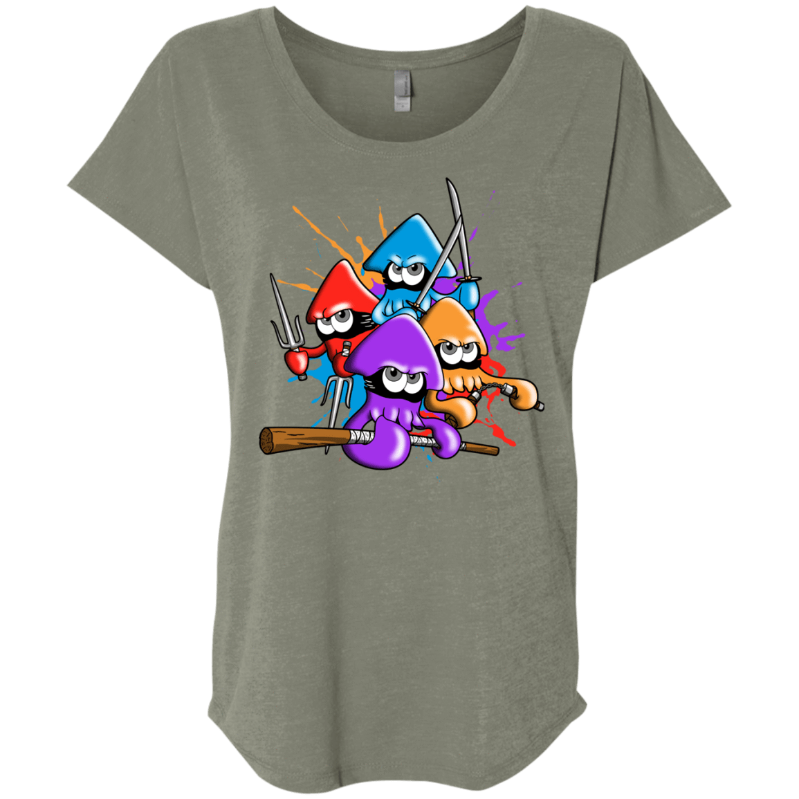 T-Shirts Venetian Grey / X-Small Teenage Mutant Ninja Squids Triblend Dolman Sleeve
