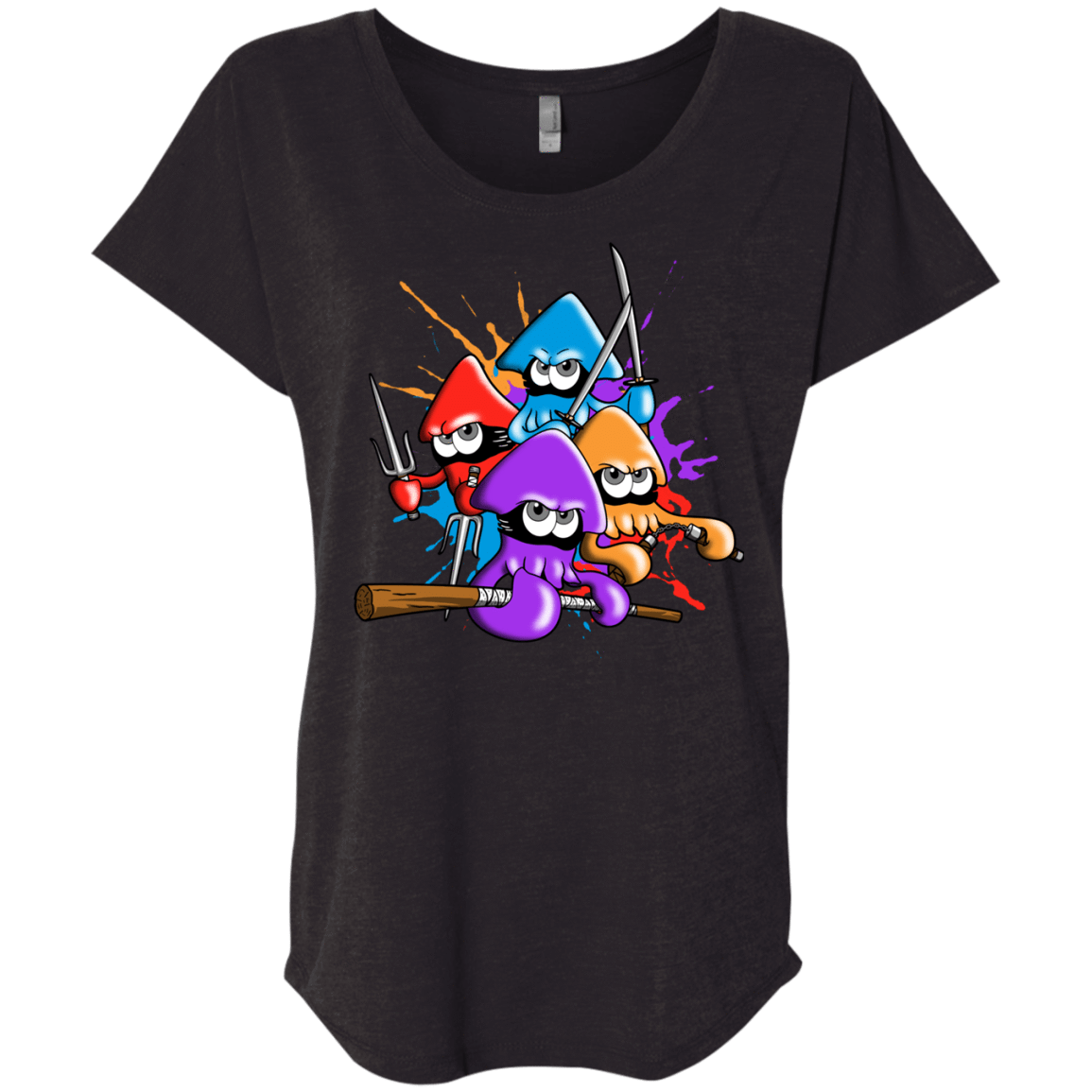 T-Shirts Vintage Black / X-Small Teenage Mutant Ninja Squids Triblend Dolman Sleeve