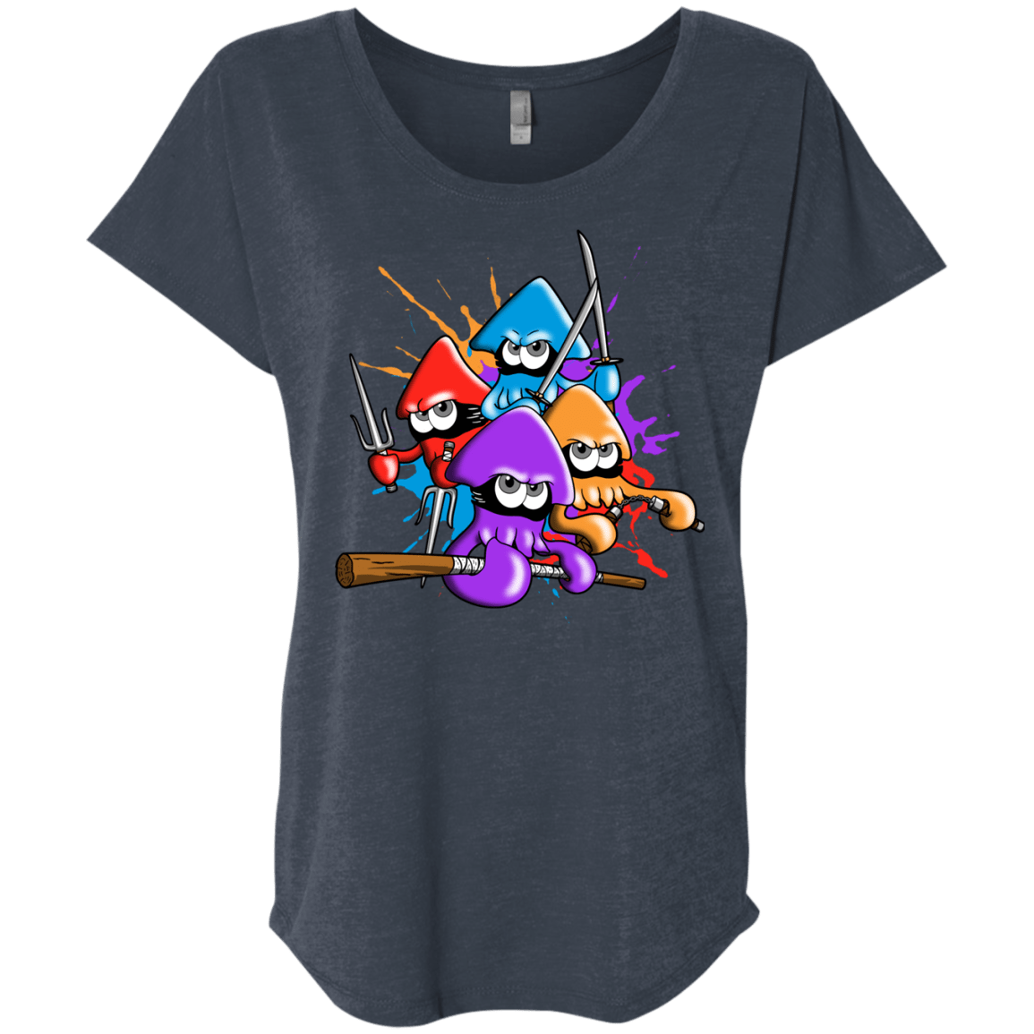 T-Shirts Vintage Navy / X-Small Teenage Mutant Ninja Squids Triblend Dolman Sleeve
