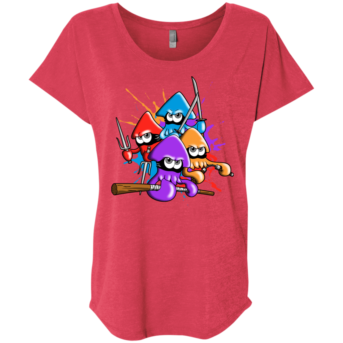 T-Shirts Vintage Red / X-Small Teenage Mutant Ninja Squids Triblend Dolman Sleeve