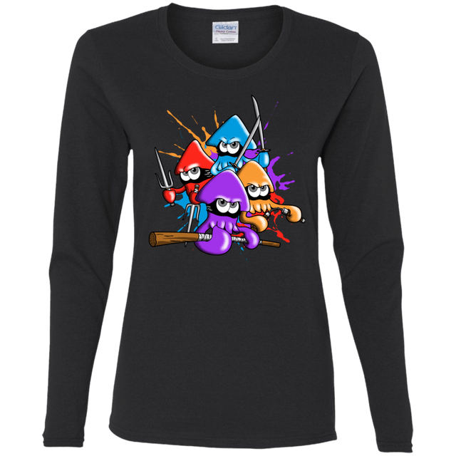 T-Shirts Black / S Teenage Mutant Ninja Squids Women's Long Sleeve T-Shirt