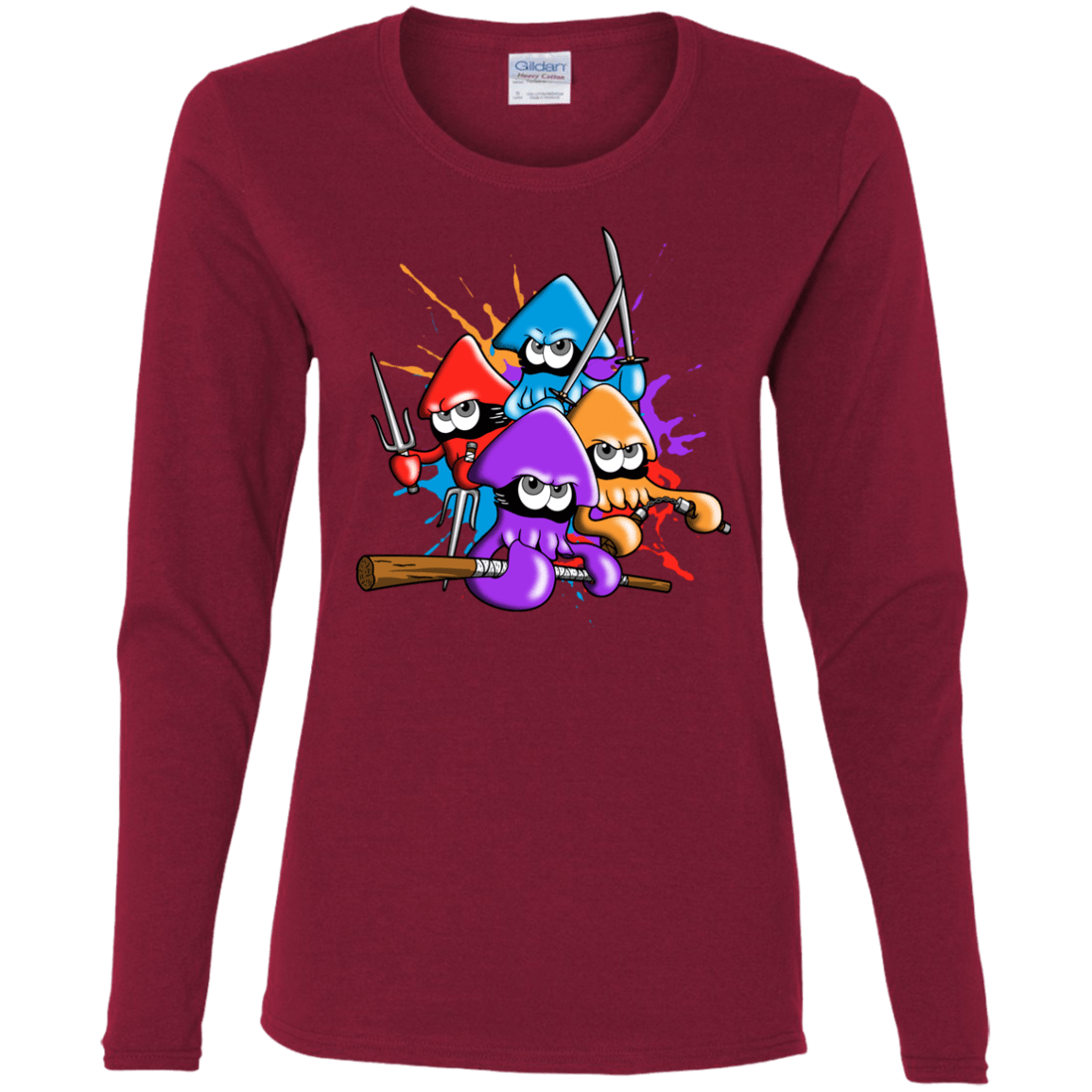T-Shirts Cardinal / S Teenage Mutant Ninja Squids Women's Long Sleeve T-Shirt