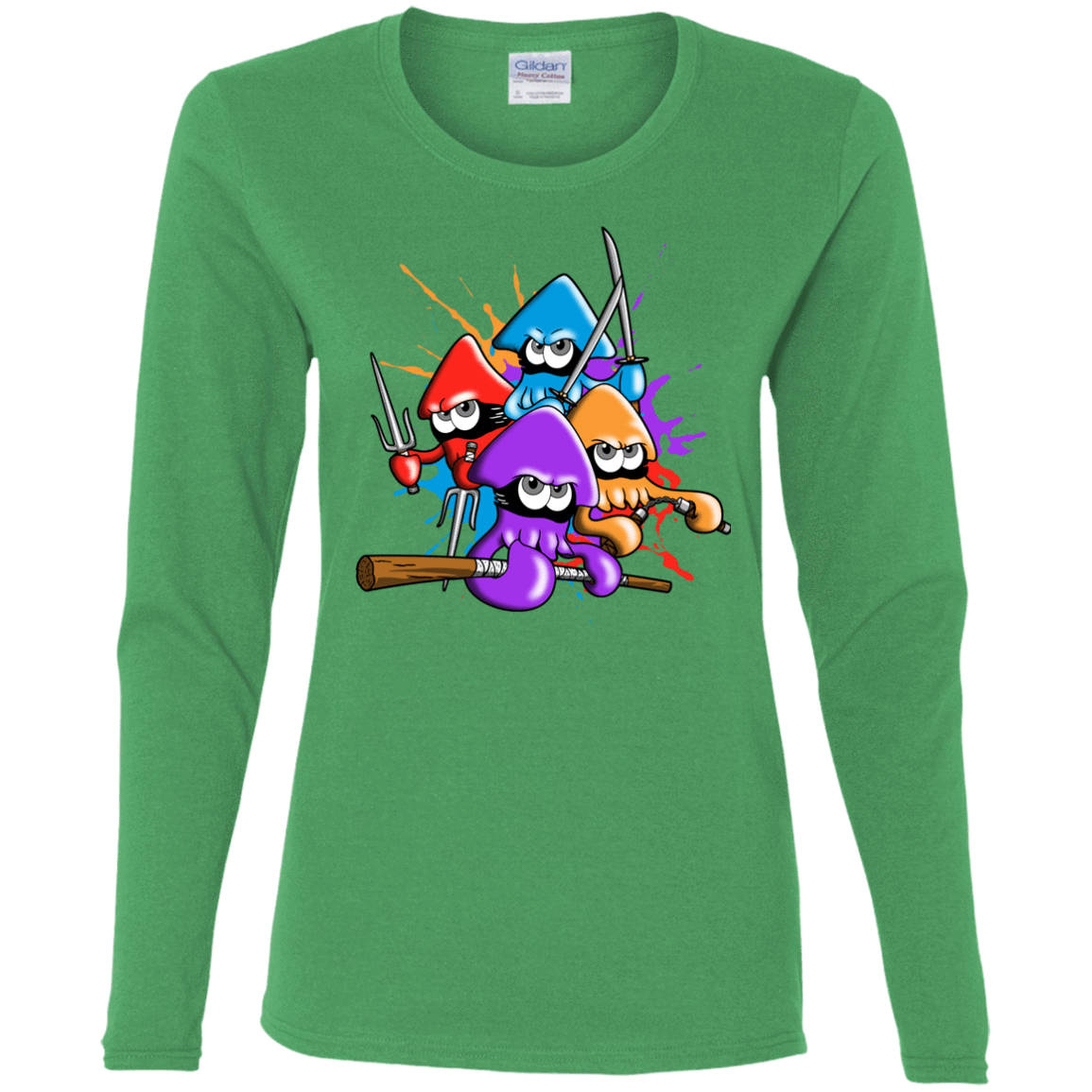 T-Shirts Irish Green / S Teenage Mutant Ninja Squids Women's Long Sleeve T-Shirt