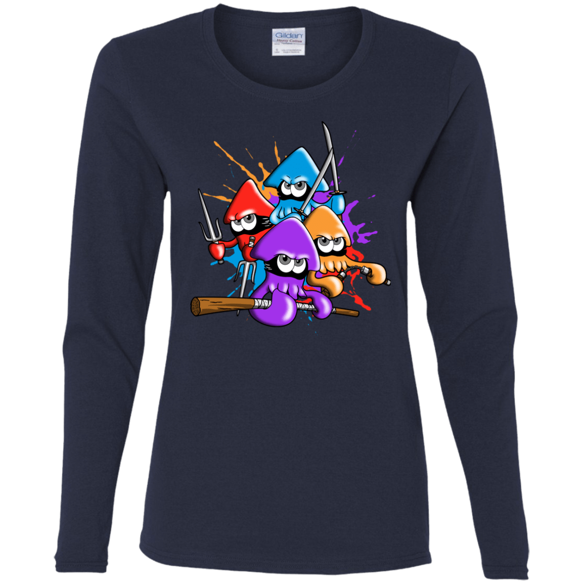 T-Shirts Navy / S Teenage Mutant Ninja Squids Women's Long Sleeve T-Shirt