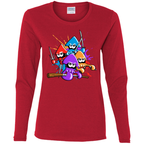 T-Shirts Red / S Teenage Mutant Ninja Squids Women's Long Sleeve T-Shirt