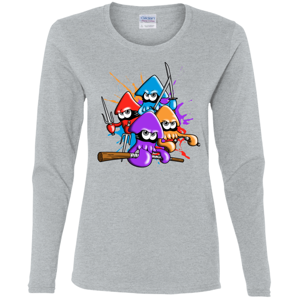 T-Shirts Sport Grey / S Teenage Mutant Ninja Squids Women's Long Sleeve T-Shirt