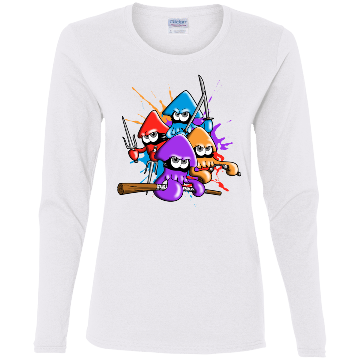 T-Shirts White / S Teenage Mutant Ninja Squids Women's Long Sleeve T-Shirt