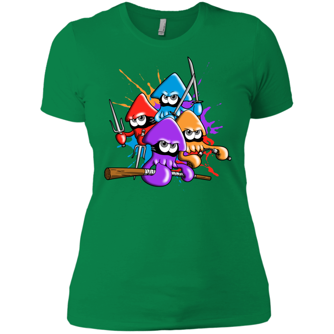 T-Shirts Kelly Green / X-Small Teenage Mutant Ninja Squids Women's Premium T-Shirt