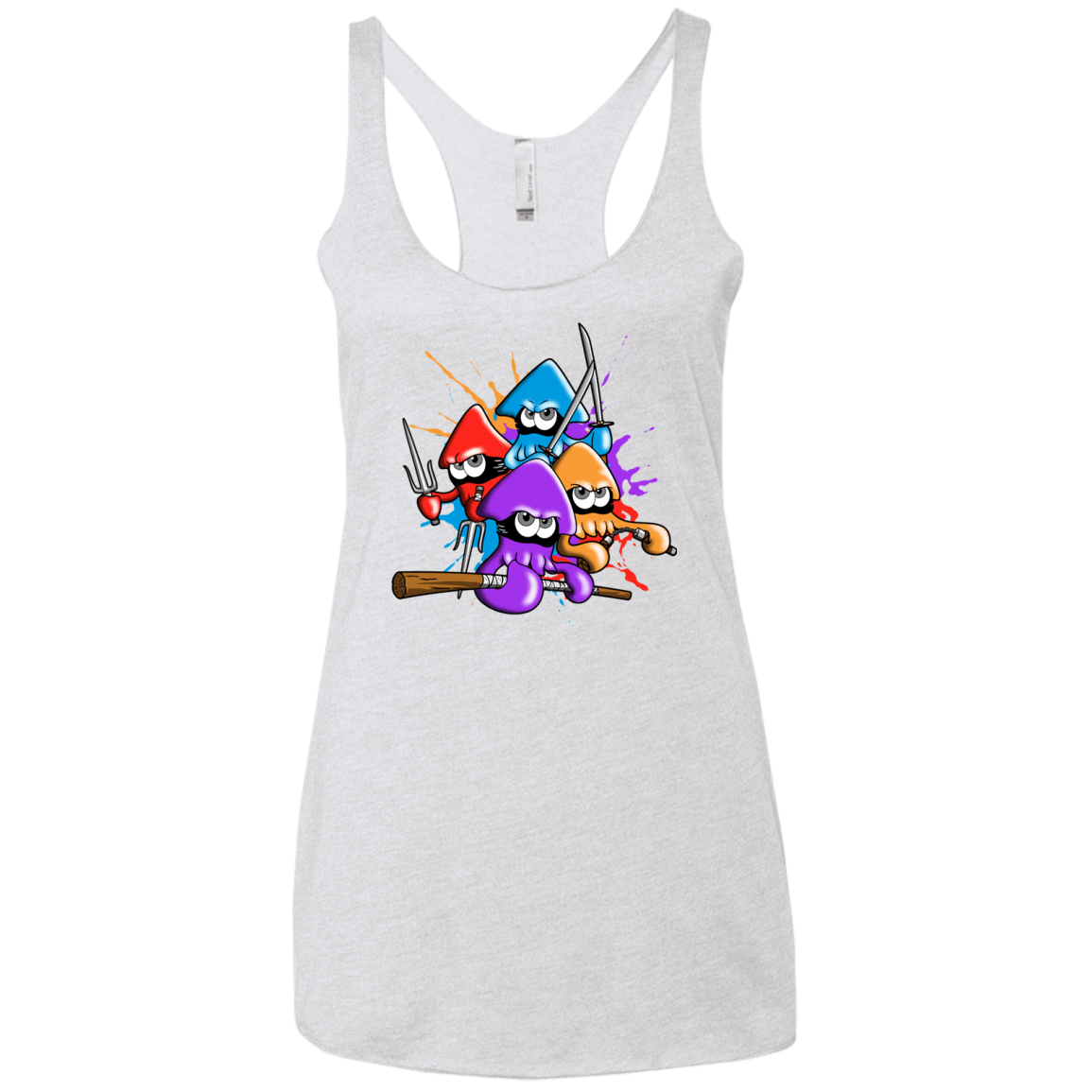 T-Shirts Heather White / X-Small Teenage Mutant Ninja Squids Women's Triblend Racerback Tank