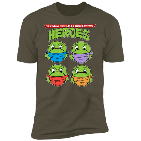 T-Shirts Military Green / S Teenage Socially Distancing Heroes Men's Premium T-Shirt