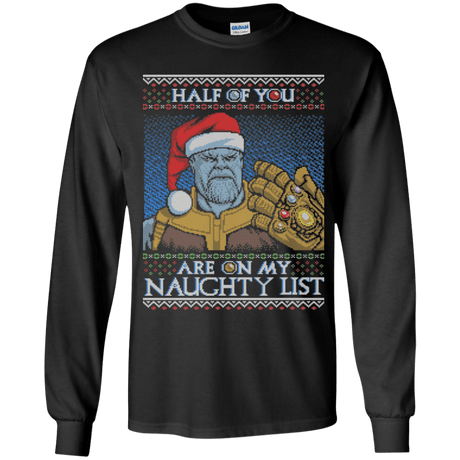 T-Shirts Black / YS Thanos Naughty List Youth Long Sleeve T-Shirt
