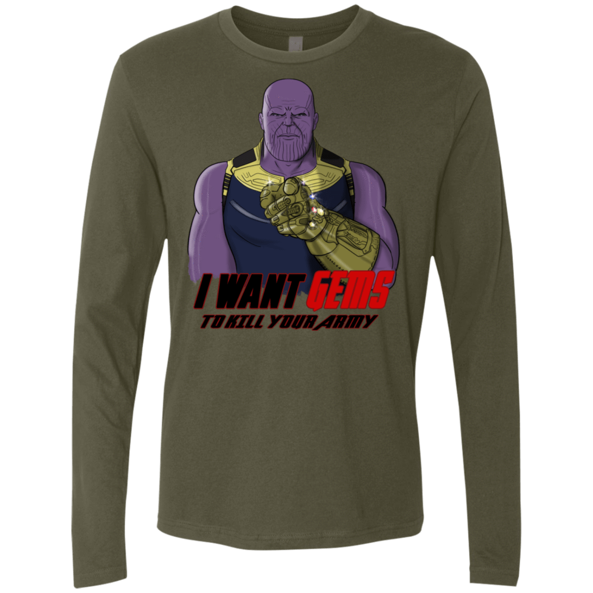 T-Shirts Military Green / S Thanos Sam Men's Premium Long Sleeve