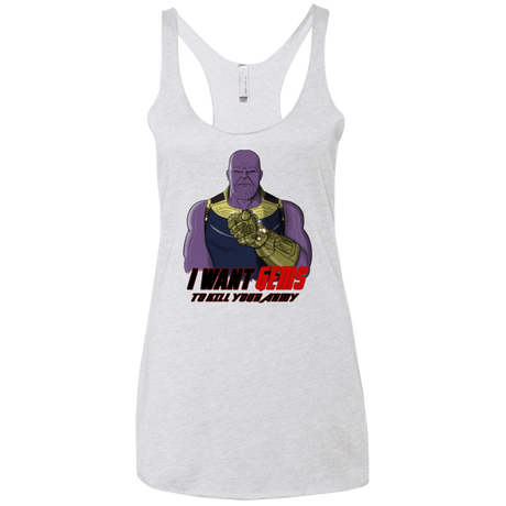 T-Shirts Heather White / X-Small Thanos Sam Women's Triblend Racerback Tank