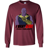 T-Shirts Maroon / YS Thanos Sam Youth Long Sleeve T-Shirt