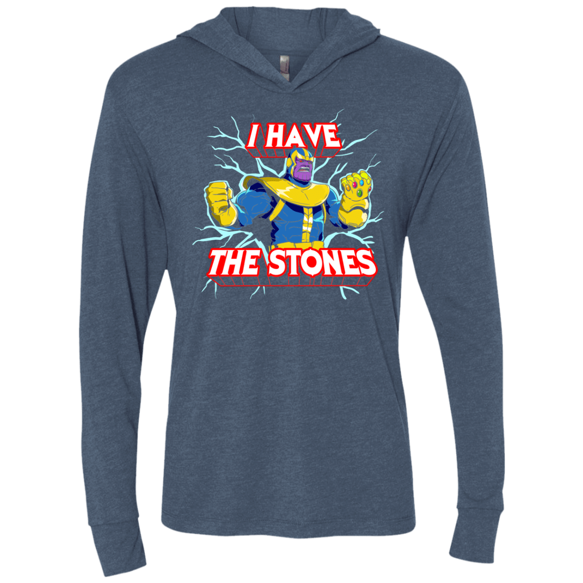 T-Shirts Indigo / X-Small Thanos stones Triblend Long Sleeve Hoodie Tee