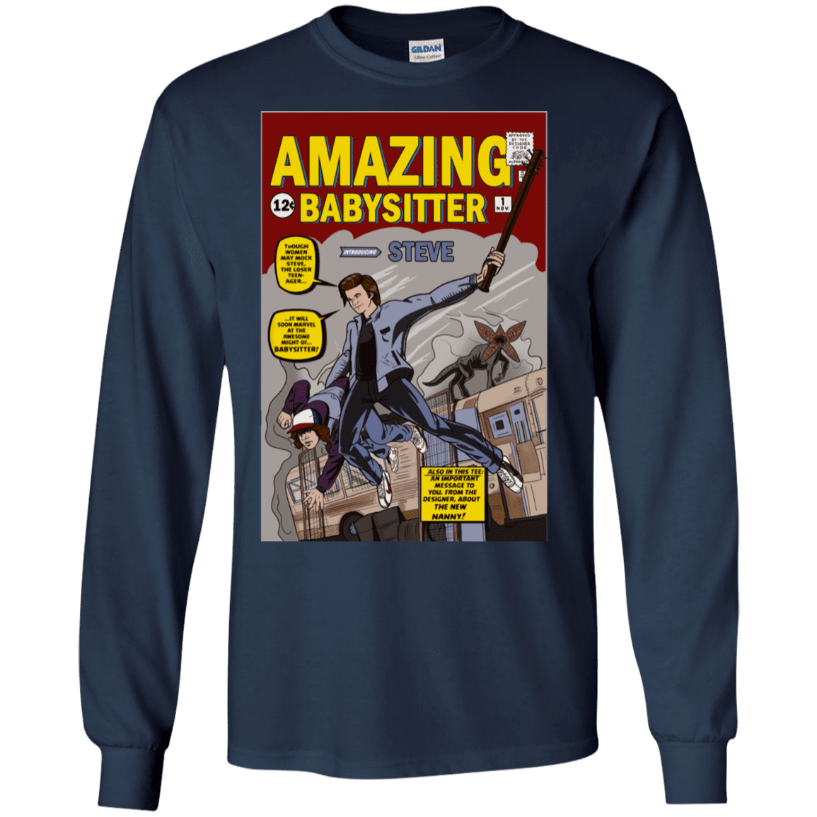 T-Shirts Navy / S The Amazing Babysitter Men's Long Sleeve T-Shirt