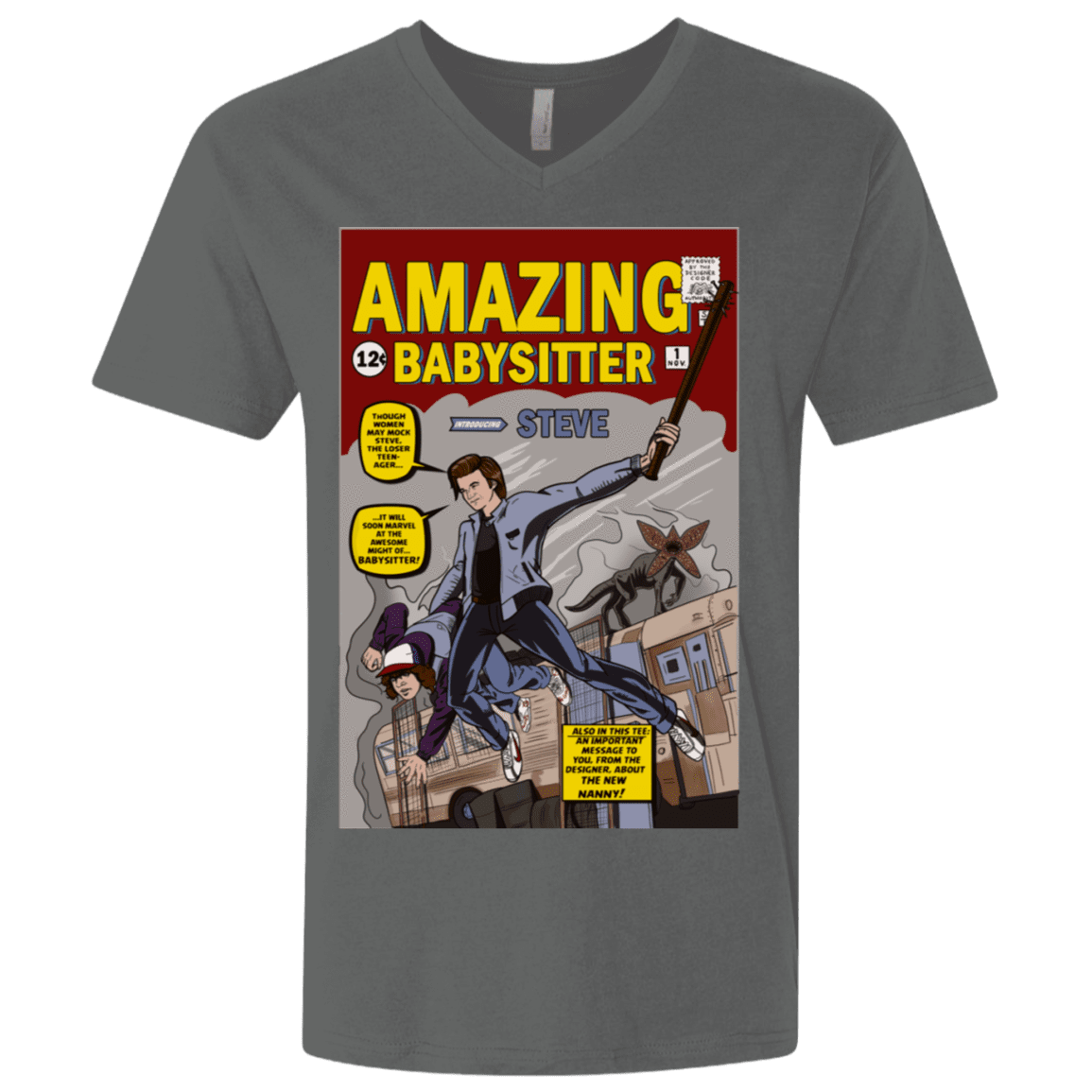 T-Shirts Heavy Metal / X-Small The Amazing Babysitter Men's Premium V-Neck