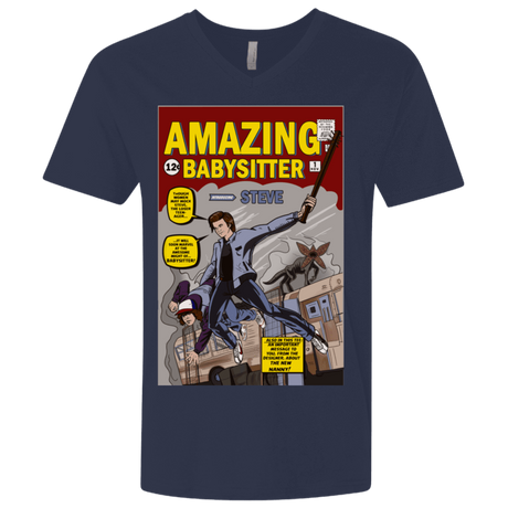 T-Shirts Midnight Navy / X-Small The Amazing Babysitter Men's Premium V-Neck