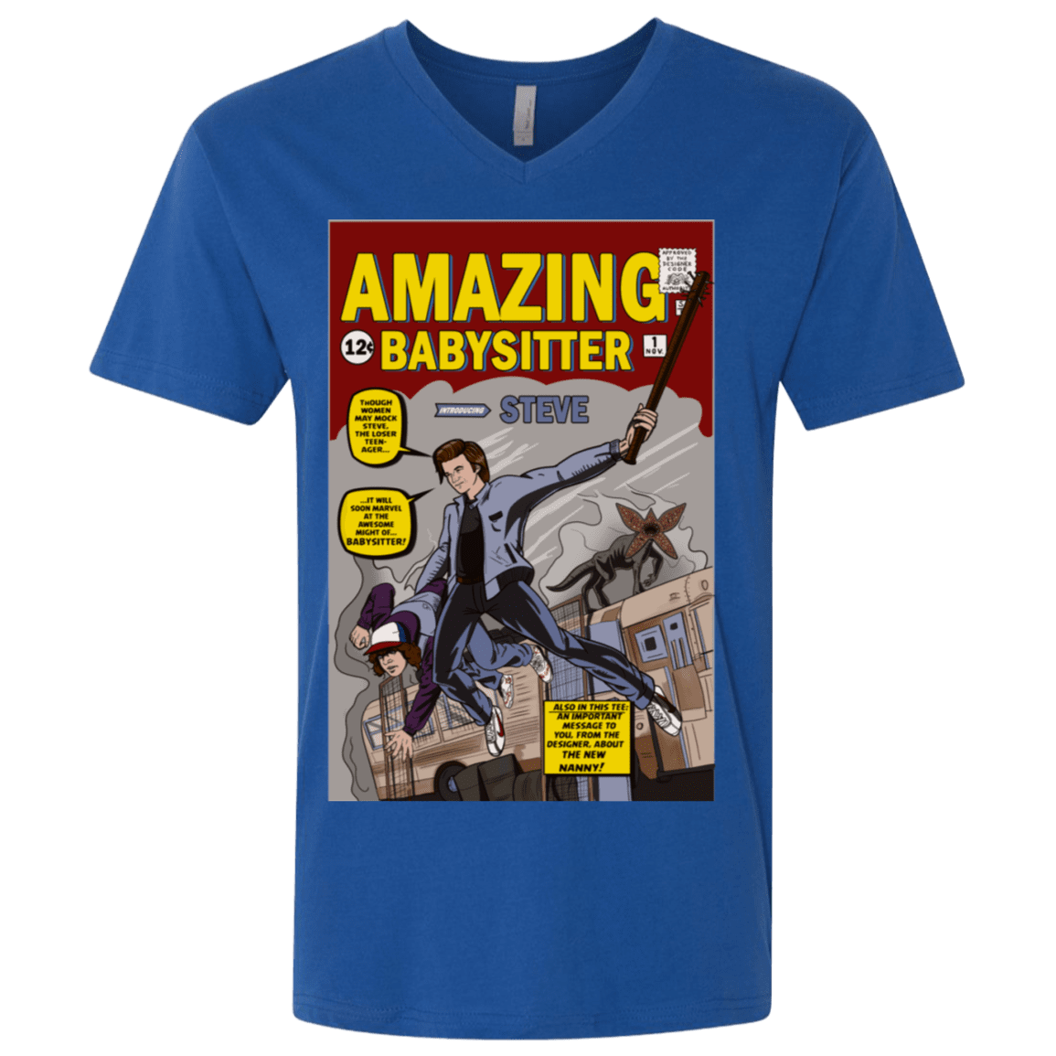 T-Shirts Royal / X-Small The Amazing Babysitter Men's Premium V-Neck