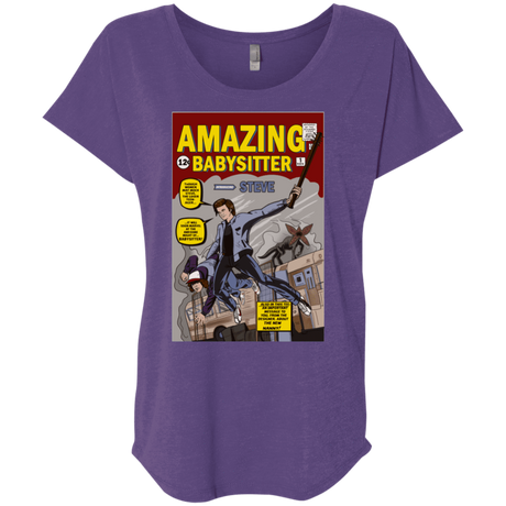 T-Shirts Purple Rush / X-Small The Amazing Babysitter Triblend Dolman Sleeve