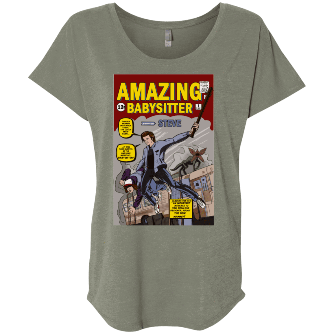 T-Shirts Venetian Grey / X-Small The Amazing Babysitter Triblend Dolman Sleeve
