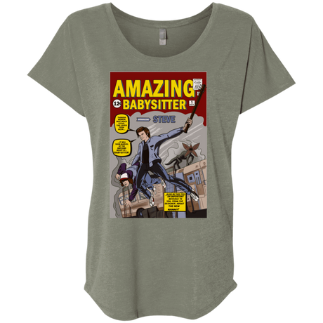 T-Shirts Venetian Grey / X-Small The Amazing Babysitter Triblend Dolman Sleeve