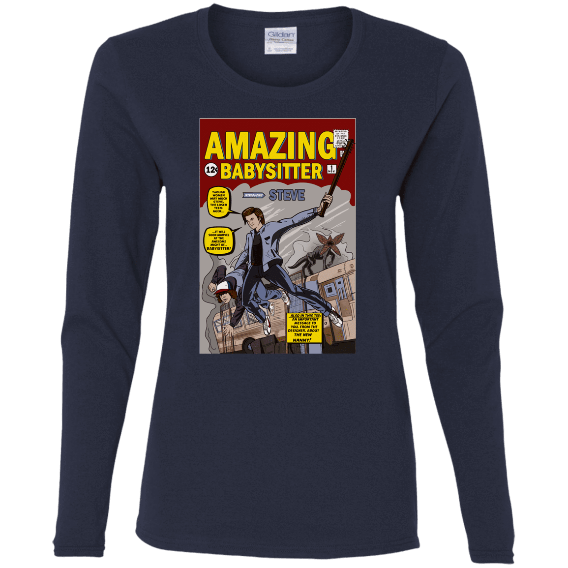 T-Shirts Navy / S The Amazing Babysitter Women's Long Sleeve T-Shirt