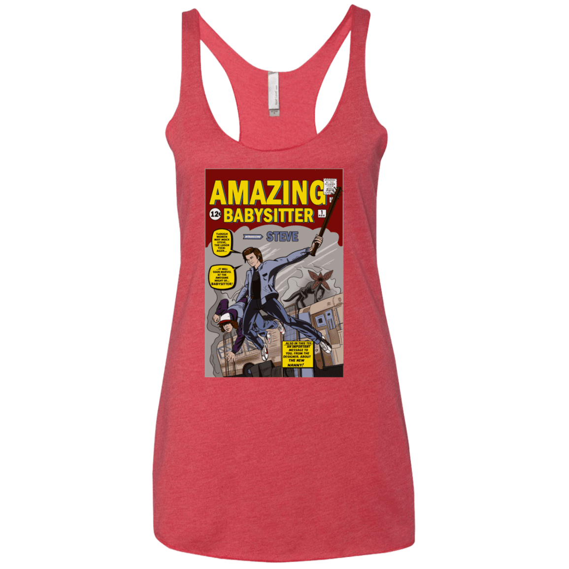 T-Shirts Vintage Red / X-Small The Amazing Babysitter Women's Triblend Racerback Tank