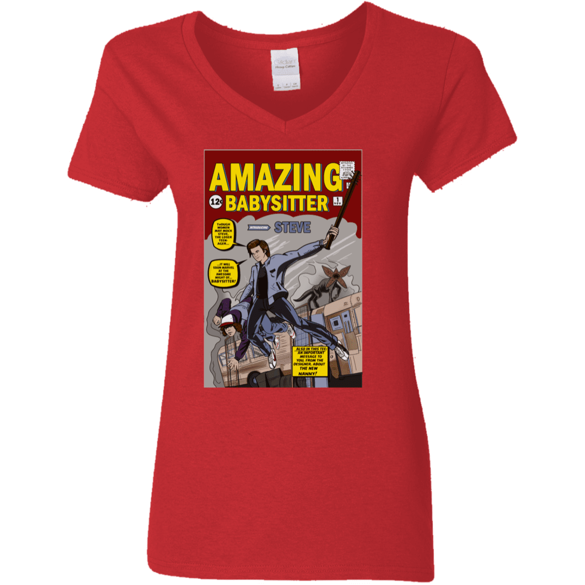 T-Shirts Red / S The Amazing Babysitter Women's V-Neck T-Shirt