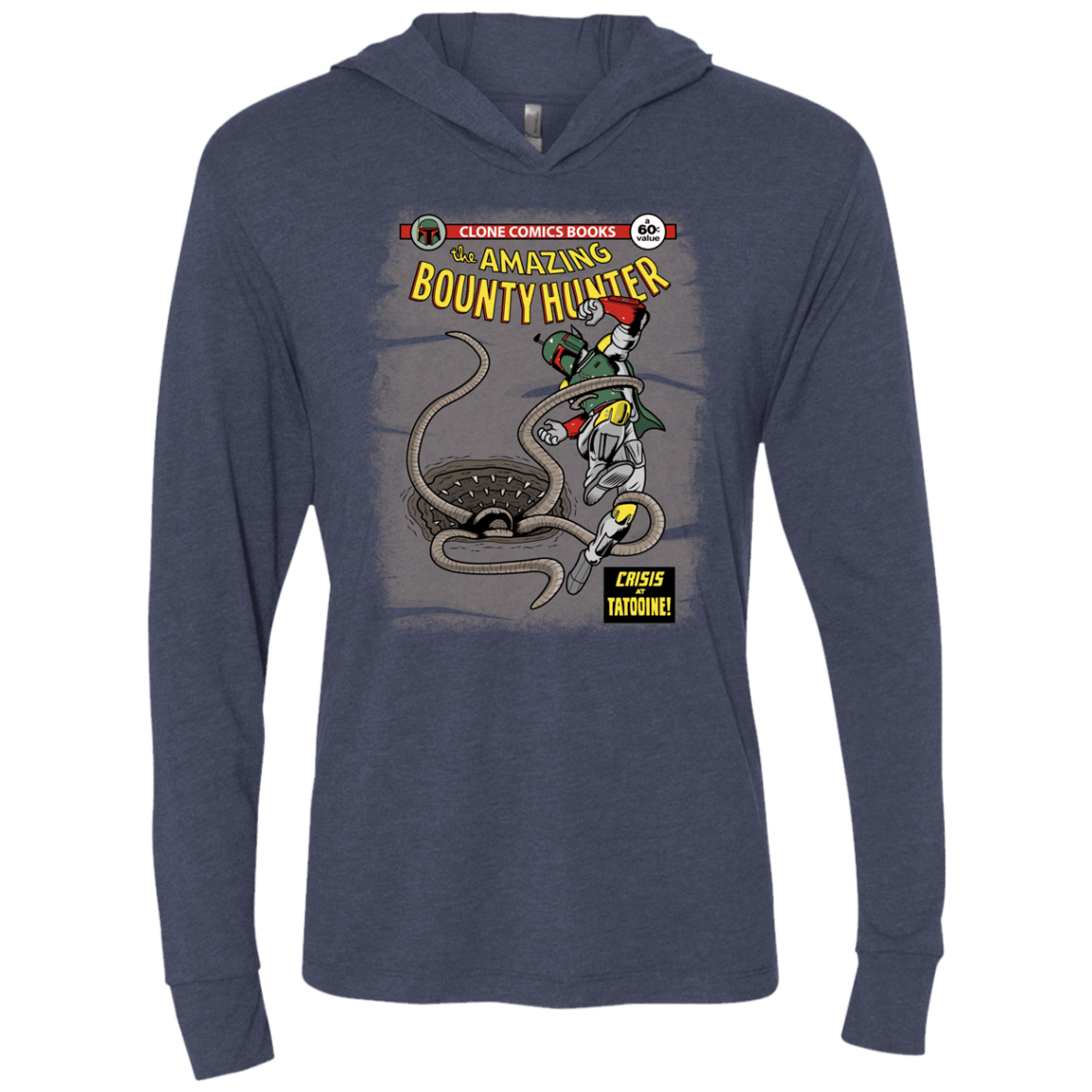 T-Shirts Vintage Navy / X-Small The Amazing Bounty Hunter Triblend Long Sleeve Hoodie Tee