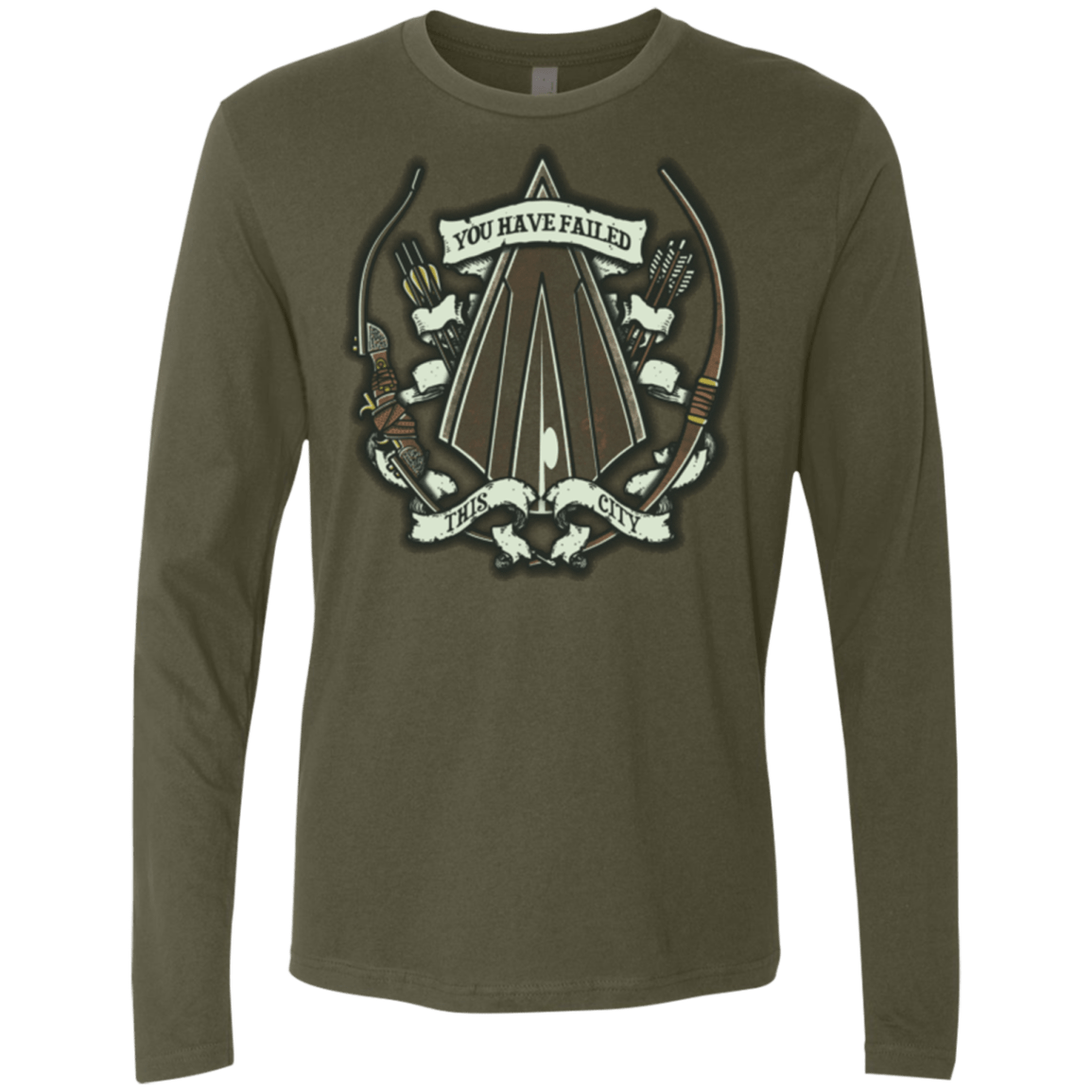 T-Shirts Military Green / Small The Arrow Crest Men's Premium Long Sleeve