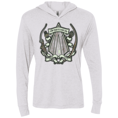 T-Shirts Heather White / X-Small The Arrow Crest Triblend Long Sleeve Hoodie Tee