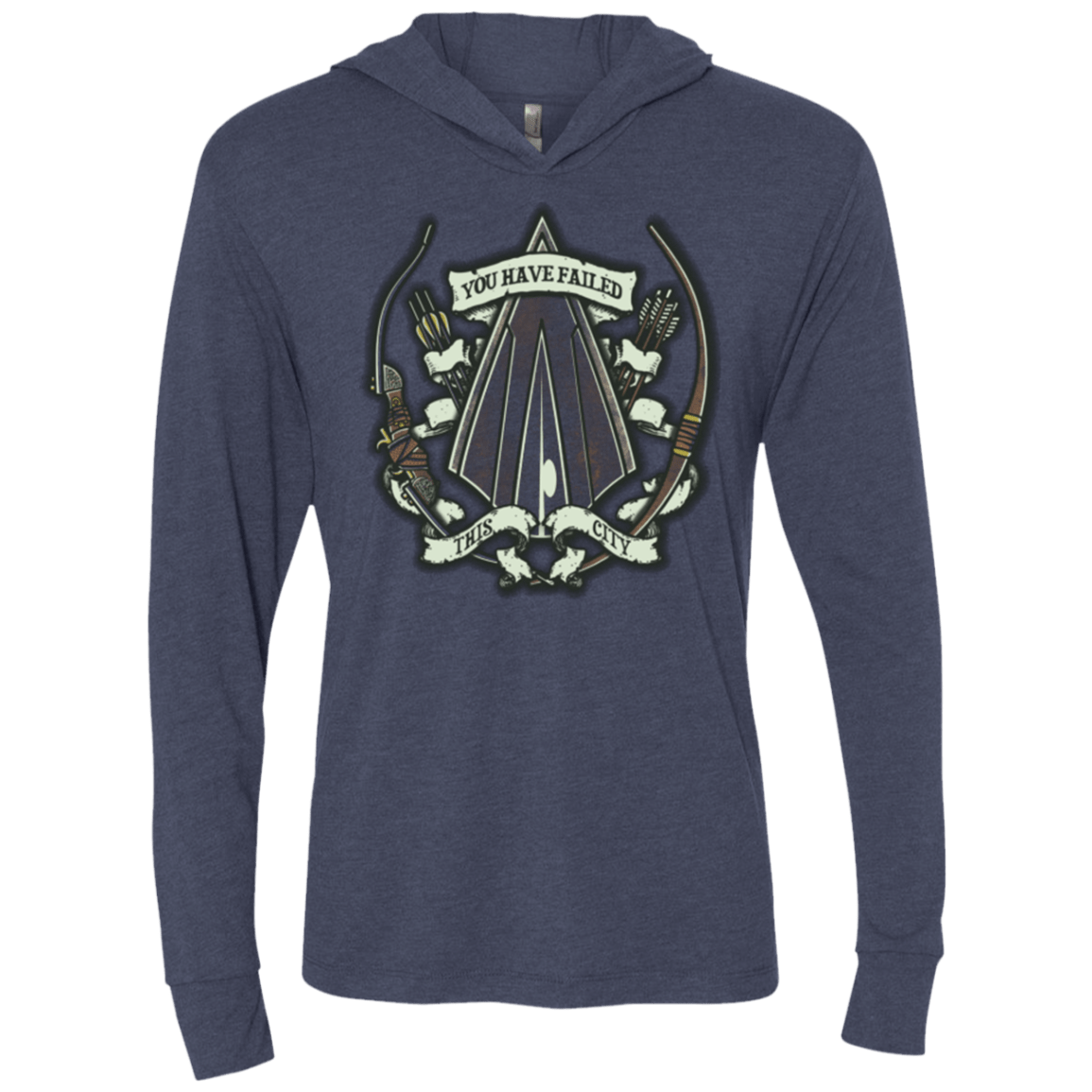 T-Shirts Vintage Navy / X-Small The Arrow Crest Triblend Long Sleeve Hoodie Tee