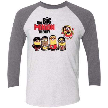 T-Shirts Heather White/Premium Heather / X-Small THE BIG MINION THEORY Men's Triblend 3/4 Sleeve