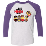 T-Shirts Heather White/Purple Rush / X-Small THE BIG MINION THEORY Men's Triblend 3/4 Sleeve